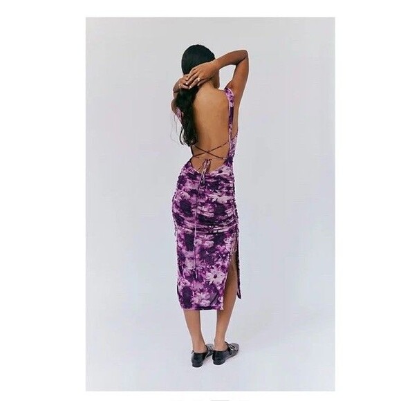 Free People Take Me Away Midi Sleeveless Open Back Dress $148 Purple Size M NWOT - Picture 3 of 7